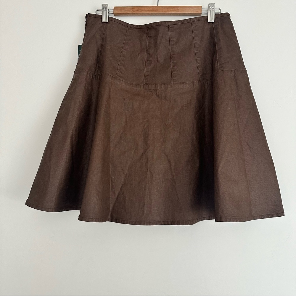 Lauren Ralph Lauren NWT Brown Coated Skirt Size: 10 - Picture 2 of 6